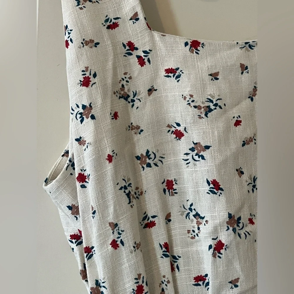 Monteau Rayon/Linen Blend Floral off-White Sleeveless Dress Juniors Size Large - Picture 5 of 15